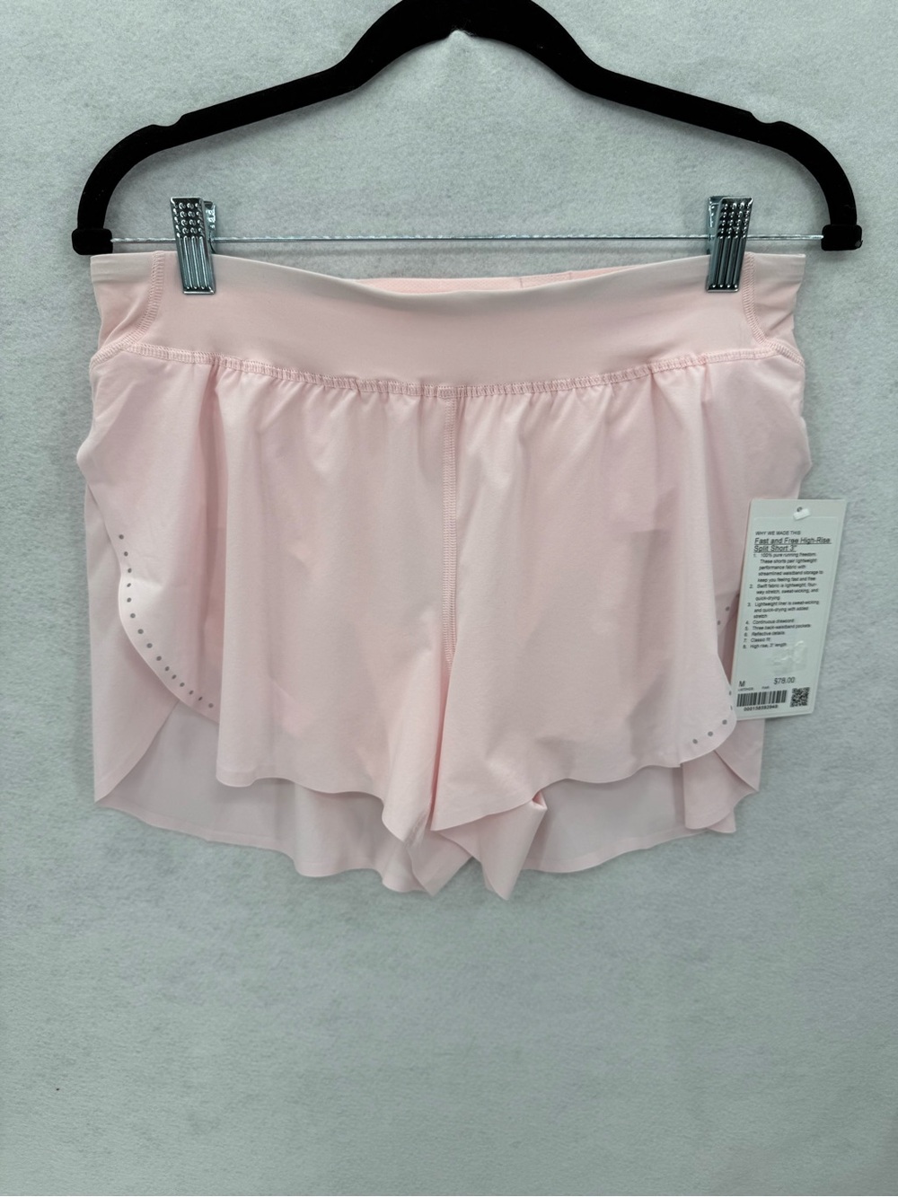 NWT Lululemon Fast and Free High-Rise Classic-Fit Split Short 3" Pink Pearl SZ M